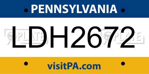 LDH2672 Pennsylvania License Plate