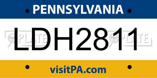 LDH2811 Pennsylvania License Plate
