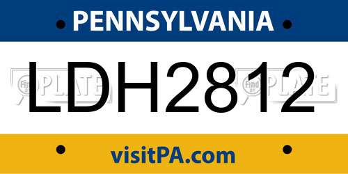 LDH2812 Pennsylvania License Plate