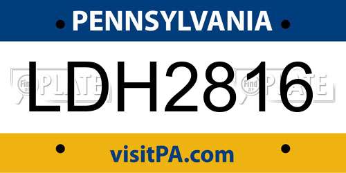 LDH2816 Pennsylvania License Plate