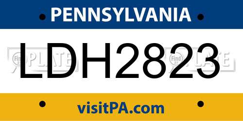 LDH2823 Pennsylvania License Plate