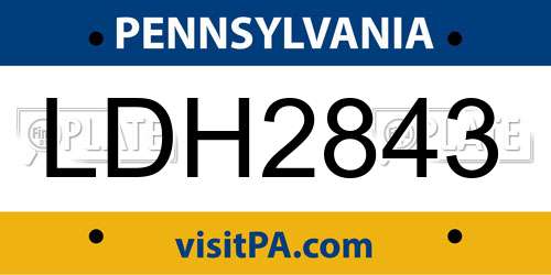 LDH2843 Pennsylvania License Plate