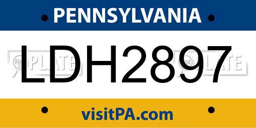 LDH2897 Pennsylvania License Plate