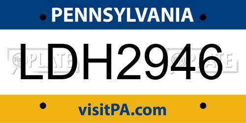 LDH2946 Pennsylvania License Plate
