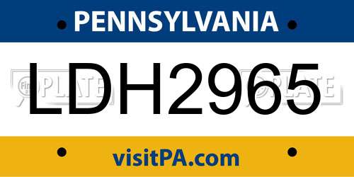 LDH2965 Pennsylvania License Plate