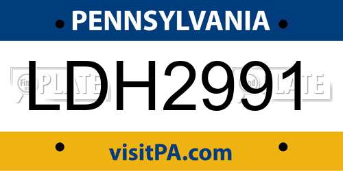 LDH2991 Pennsylvania License Plate