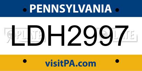 LDH2997 Pennsylvania License Plate