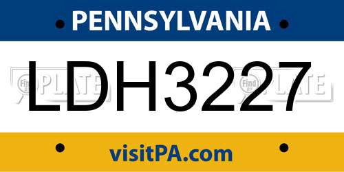 LDH3227 Pennsylvania License Plate