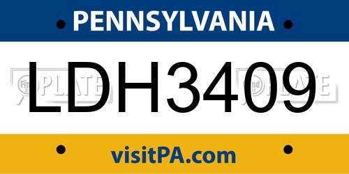 LDH3409 Pennsylvania License Plate