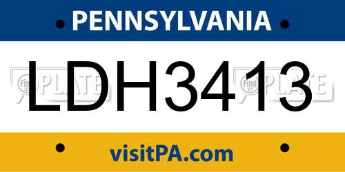 LDH3413 Pennsylvania License Plate