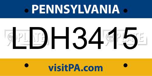 LDH3415 Pennsylvania License Plate