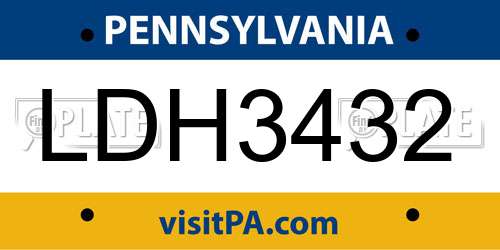 LDH3432 Pennsylvania License Plate