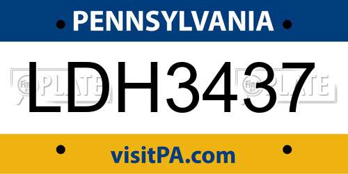 LDH3437 Pennsylvania License Plate