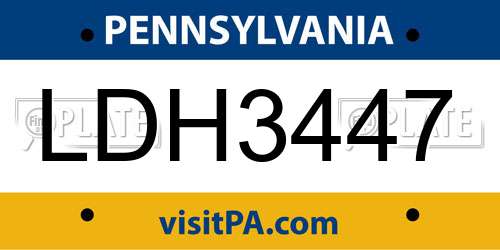 LDH3447 Pennsylvania License Plate