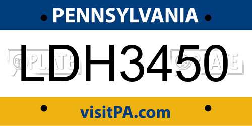 LDH3450 Pennsylvania License Plate
