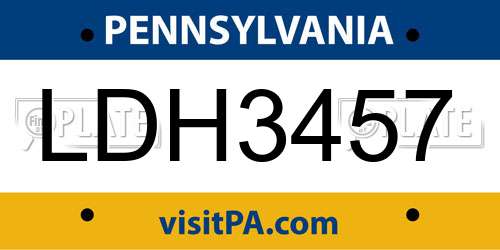 LDH3457 Pennsylvania License Plate