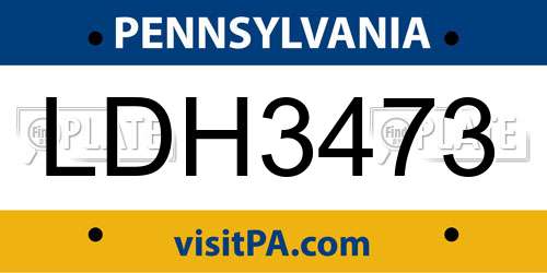 LDH3473 Pennsylvania License Plate