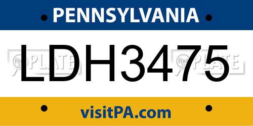 LDH3475 Pennsylvania License Plate