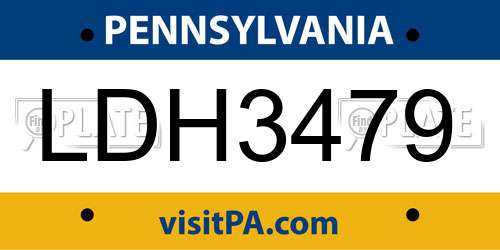 LDH3479 Pennsylvania License Plate
