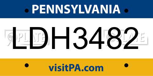 LDH3482 Pennsylvania License Plate