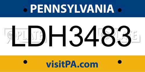 LDH3483 Pennsylvania License Plate