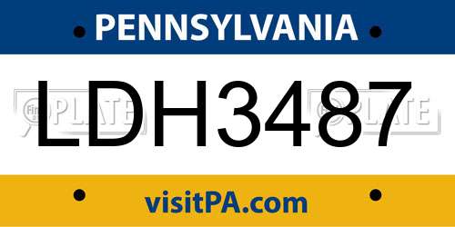 LDH3487 Pennsylvania License Plate