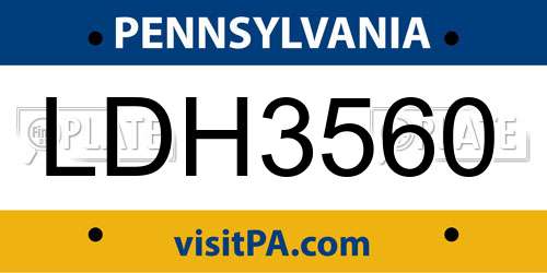 LDH3560 Pennsylvania License Plate