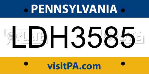 LDH3585 Pennsylvania License Plate