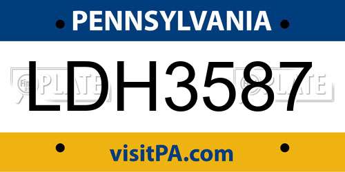 LDH3587 Pennsylvania License Plate