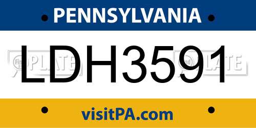 LDH3591 Pennsylvania License Plate