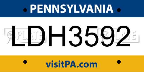 LDH3592 Pennsylvania License Plate