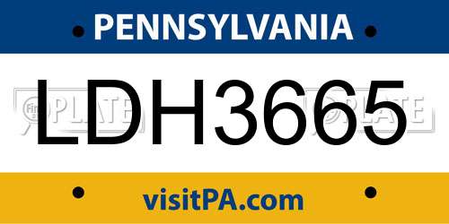 LDH3665 Pennsylvania License Plate