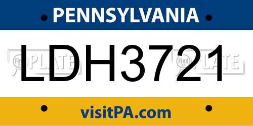 LDH3721 Pennsylvania License Plate