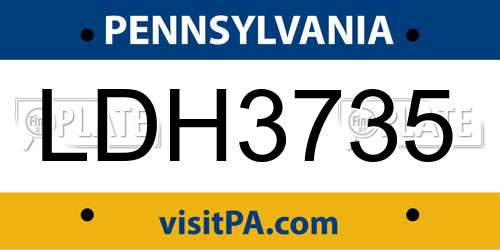 LDH3735 Pennsylvania License Plate