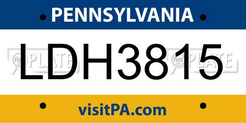 LDH3815 Pennsylvania License Plate