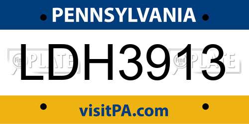 LDH3913 Pennsylvania License Plate