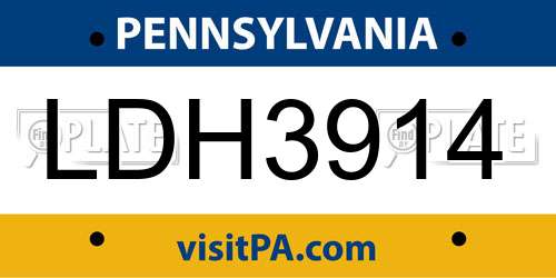 LDH3914 Pennsylvania License Plate