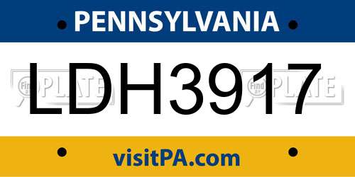 LDH3917 Pennsylvania License Plate