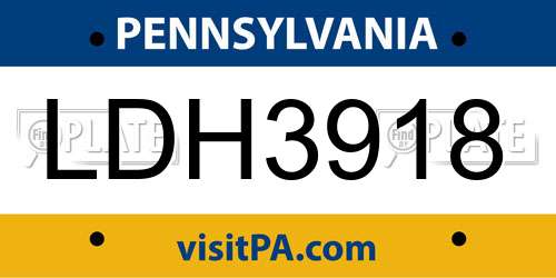 LDH3918 Pennsylvania License Plate