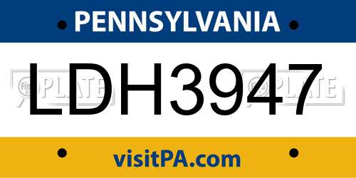 LDH3947 Pennsylvania License Plate