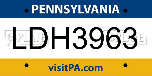LDH3963 Pennsylvania License Plate