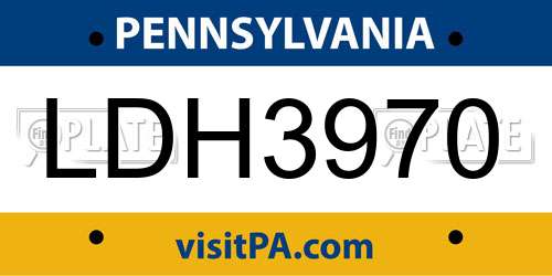 LDH3970 Pennsylvania License Plate