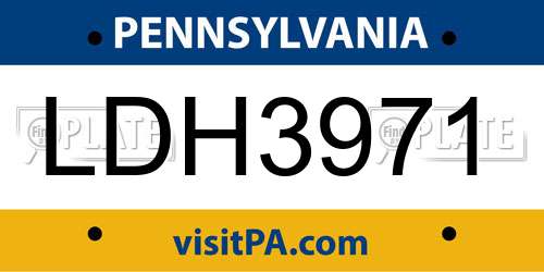 LDH3971 Pennsylvania License Plate