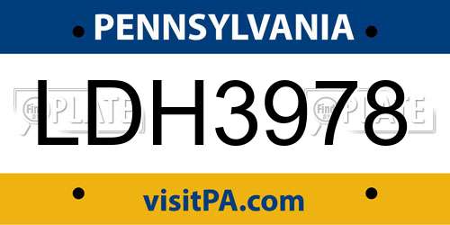 LDH3978 Pennsylvania License Plate