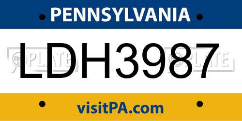 LDH3987 Pennsylvania License Plate