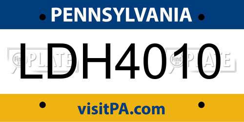 LDH4010 Pennsylvania License Plate