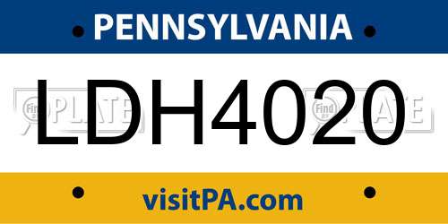 LDH4020 Pennsylvania License Plate