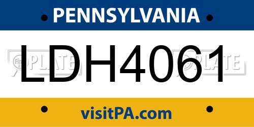 LDH4061 Pennsylvania License Plate