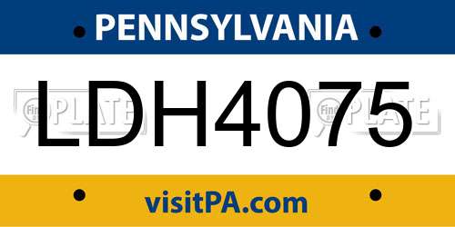LDH4075 Pennsylvania License Plate