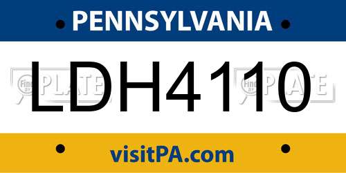 LDH4110 Pennsylvania License Plate